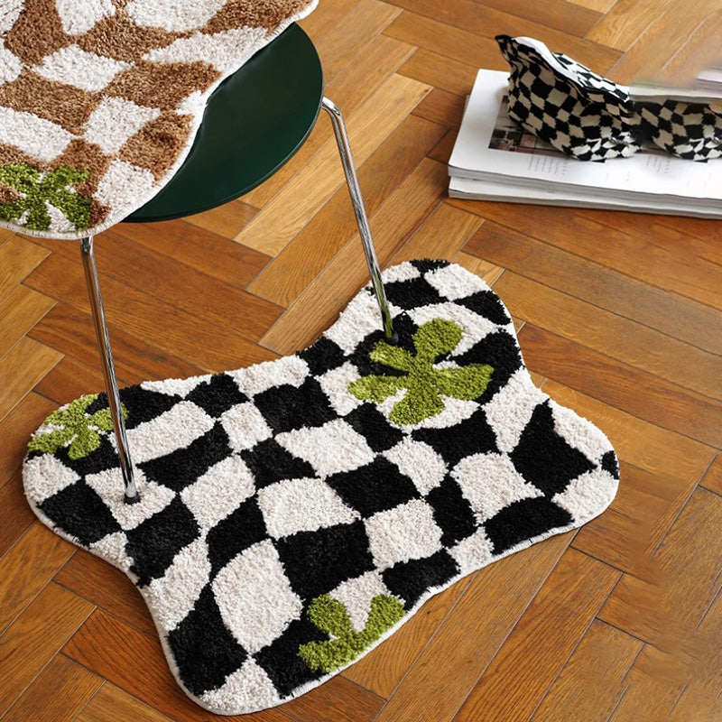 irregular checkered rug