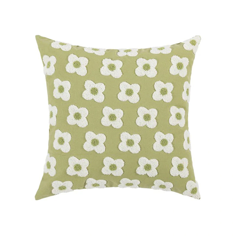 Floral Daisy Cushion Cover - green