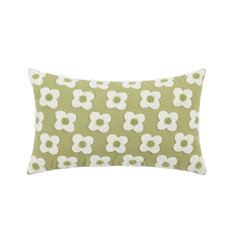 Floral Daisy Cushion Cover - green