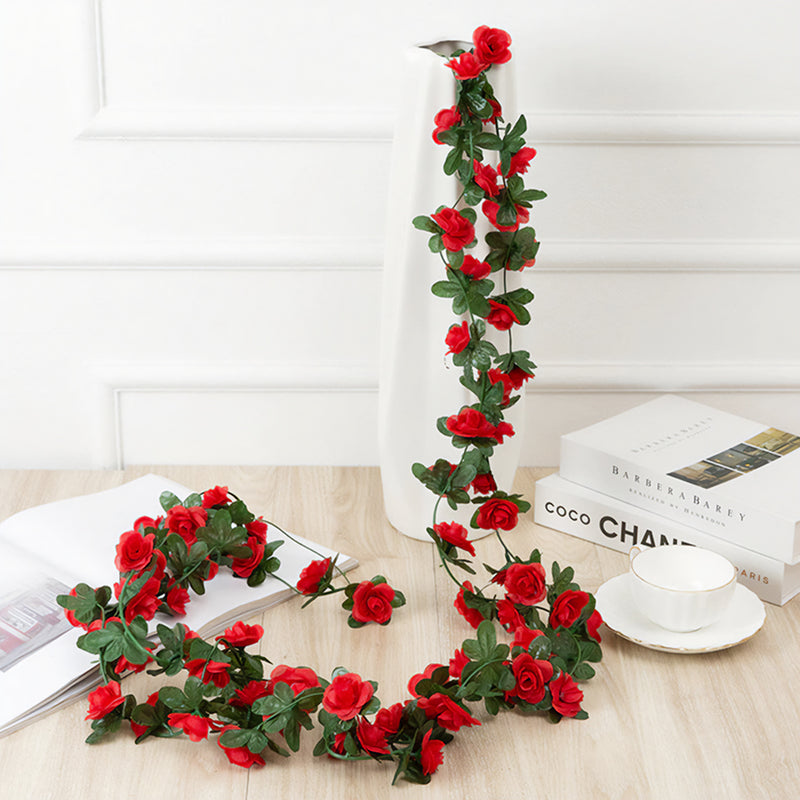 hanging rose garland - red