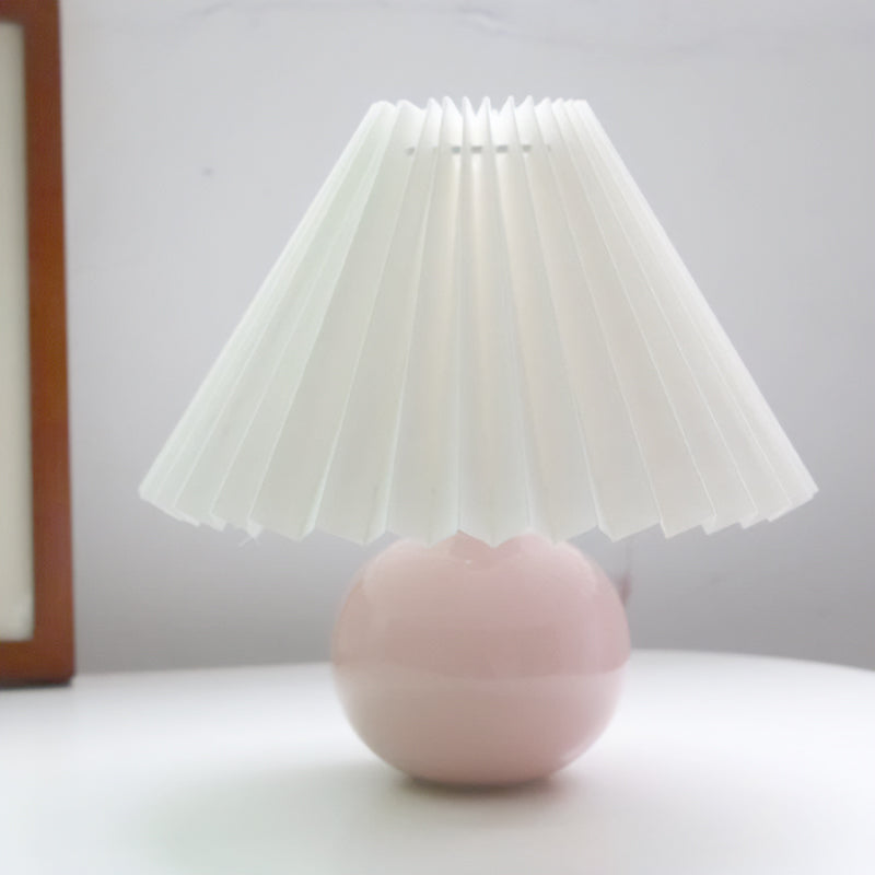 Pleated Bedside Lamp - pink + white