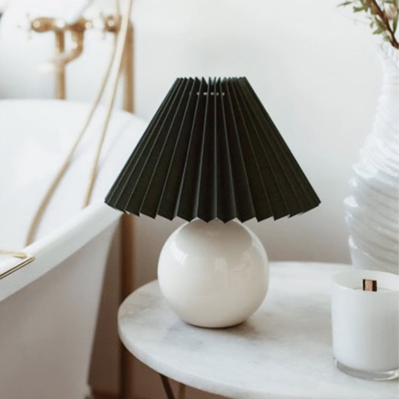 Pleated Bedside Lamp - white + black