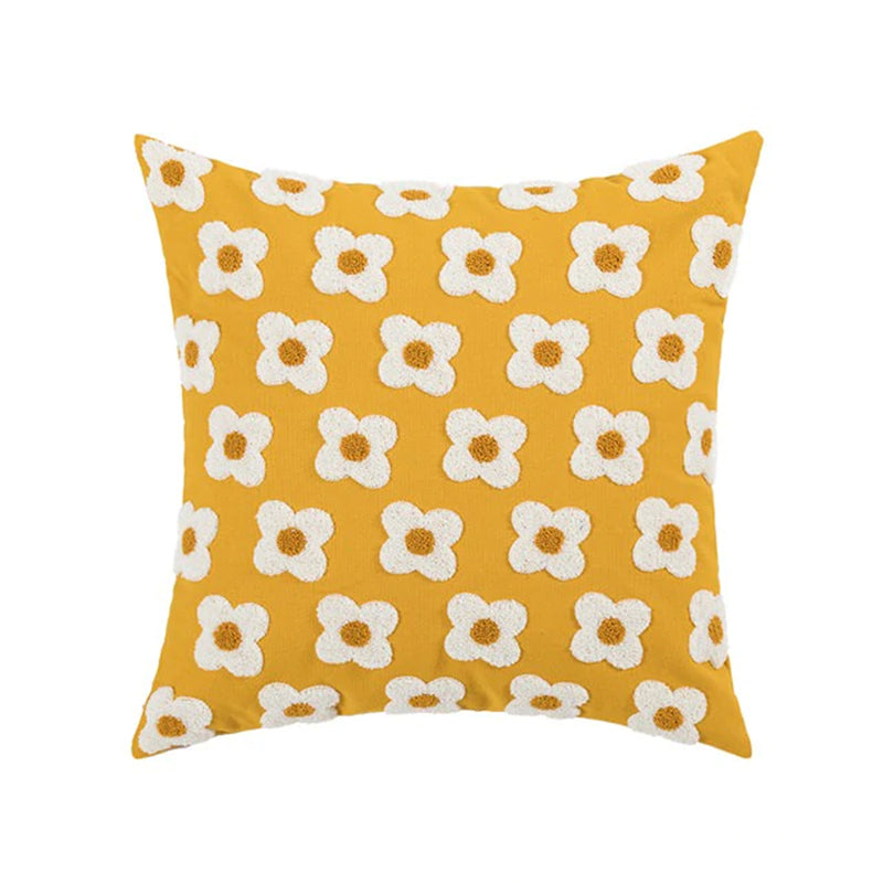 Floral Daisy Cushion Cover - yellow